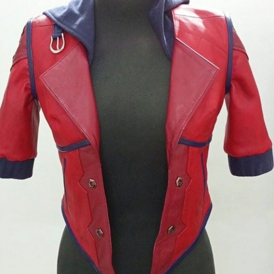 Women Red Cropped Arcane VI Leather Jacket Women Red Cropped Arcane VI Leather Jacket