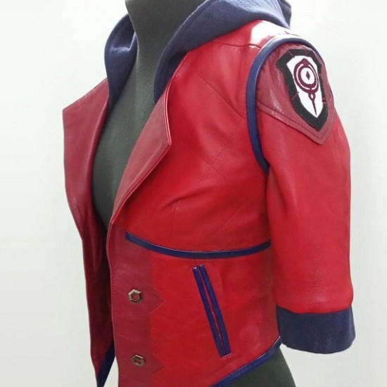 Women Red Cropped Arcane VI Leather Jacket Women Red Cropped Arcane VI Leather Jacket