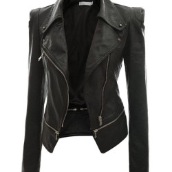 Women's Alabama Black Leather Motorcycle Jacket