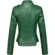 Womens Candy Color Asymmetric Zip Slim Faux Leather Cropped Moto Jacket