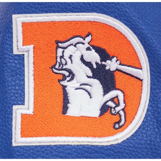 Women's Denver Broncos Pro Standard Cream Retro Classic Varsity Jacket Women's Denver Broncos Pro Standard Cream Retro Classic Varsity Jacket
