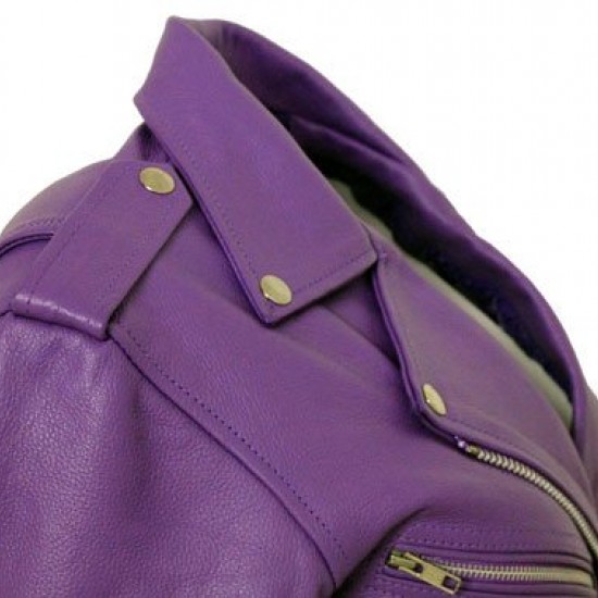 Women's Harley Quinn Stylish Brando Purple Leather Biker Jacket Women's Harley Quinn Stylish Brando Purple Leather Biker Jacket