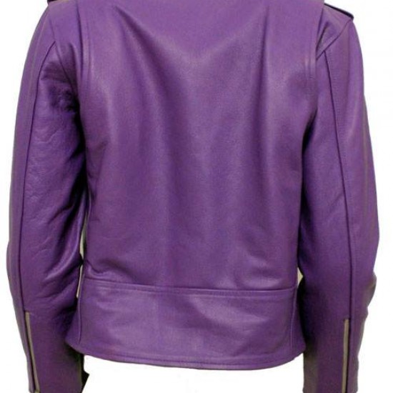 Women's Harley Quinn Stylish Brando Purple Leather Biker Jacket Women's Harley Quinn Stylish Brando Purple Leather Biker Jacket