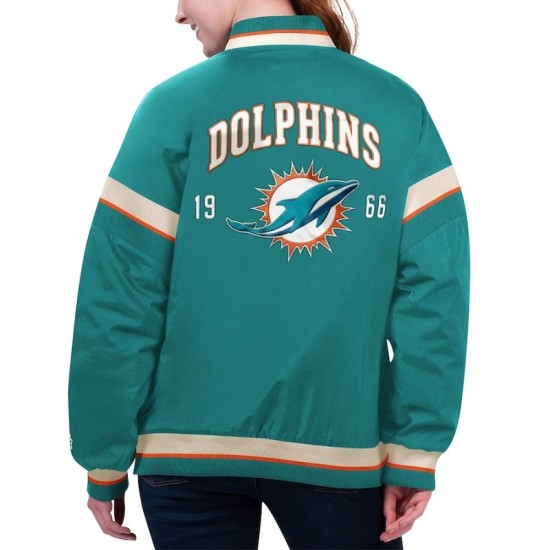 Womens Miami Dolphins Starter Aqua Tournament Varsity Jacket