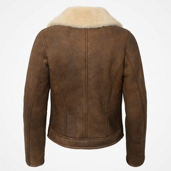 Womens Aviator B3 Distressed Brown Winter Jacket Womens Aviator B3 Distressed Brown Winter Jacket
