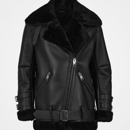 Womens Aviator B3 Sherling Black Winter Jacket Womens Aviator B3 Sherling Black Winter Jacket