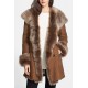 Womens Brown Stylish Suede Leather Shearling Coat Womens Brown Stylish Suede Leather Shearling Coat