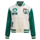 Womens Celtics Retro Classic Off-White Varsity Jacket Womens Celtics Retro Classic Off-White Varsity Jacket