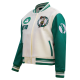 Womens Celtics Retro Classic Off-White Varsity Jacket Womens Celtics Retro Classic Off-White Varsity Jacket