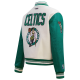 Womens Celtics Retro Classic Off-White Varsity Jacket Womens Celtics Retro Classic Off-White Varsity Jacket