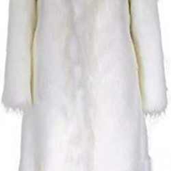 Womens Fur White Warm Faux Fur Coat 