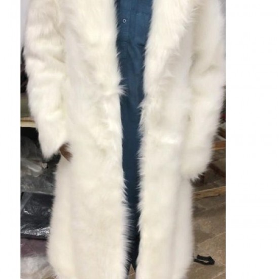Womens Fur White Warm Faux Fur Coat