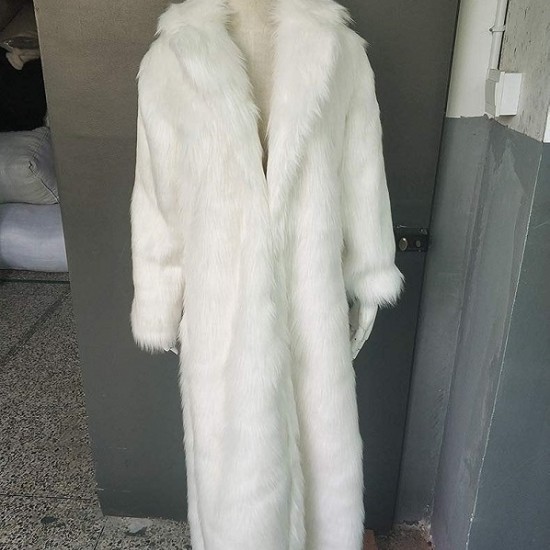 Womens Fur White Warm Faux Fur Coat