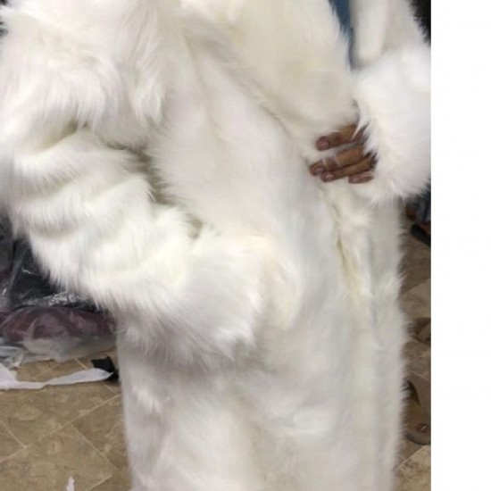 Womens Fur White Warm Faux Fur Coat