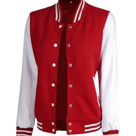 Womens Red and White Varsity Jacket Womens Red and White Varsity Jacket