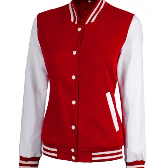 Womens Red and White Varsity Jacket Womens Red and White Varsity Jacket