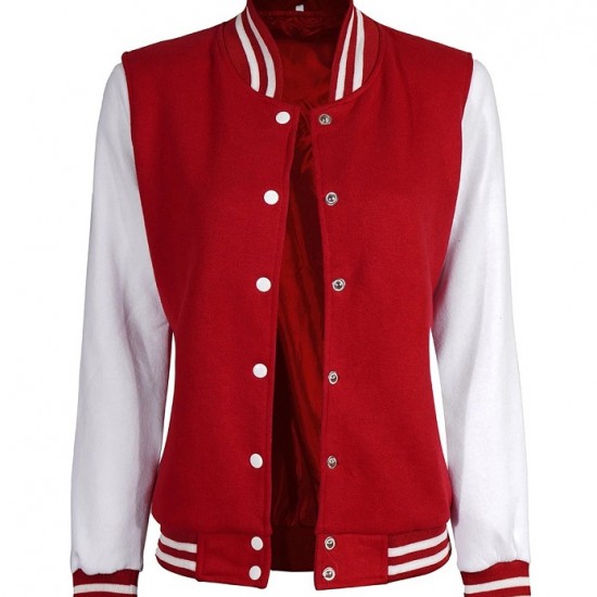 Womens Red and White Varsity Jacket Womens Red and White Varsity Jacket