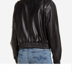 Women’s Black Bomber Leather Jacket