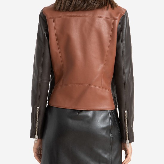 Women’s Two-Tone Leather Biker Jacket