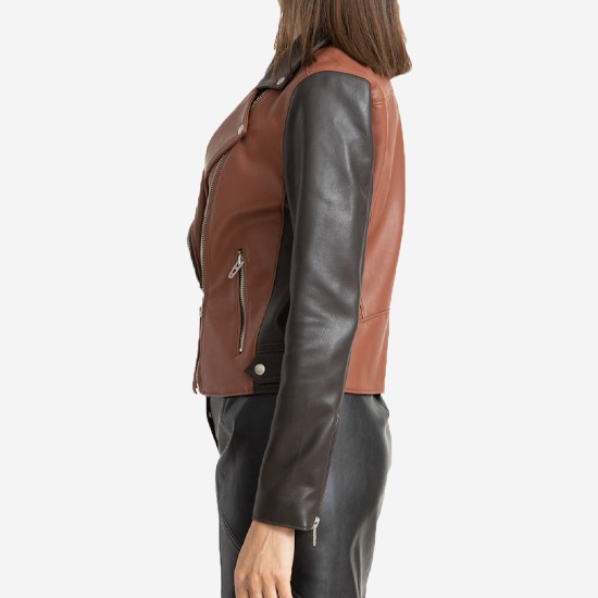 Women’s Two-Tone Leather Biker Jacket