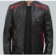 Woodrow Mens Maroon and Black Padded Leather Jacket