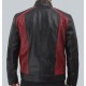 Woodrow Mens Maroon and Black Padded Leather Jacket