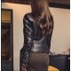 New Women's Black Biker Style Genuine Leather Slim fit Jacket