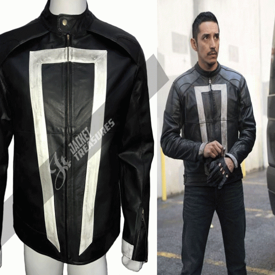 Men's Ghost Rider Marvel Agent Of Shield Black Leather Jacket Men's Ghost Rider Marvel Agent Of Shield Black Leather Jacket