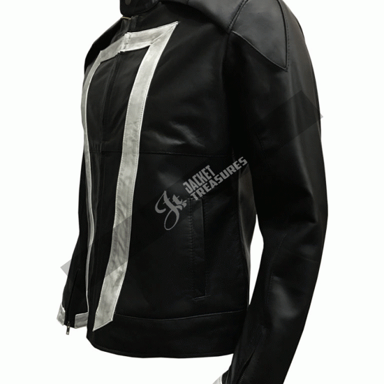 Men's Ghost Rider Marvel Agent Of Shield Black Leather Jacket Men's Ghost Rider Marvel Agent Of Shield Black Leather Jacket