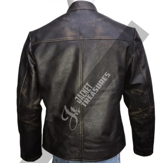 New Men's Vintage Biker Retro Motorcycle Cafe Racer Distressed Leather Jacket