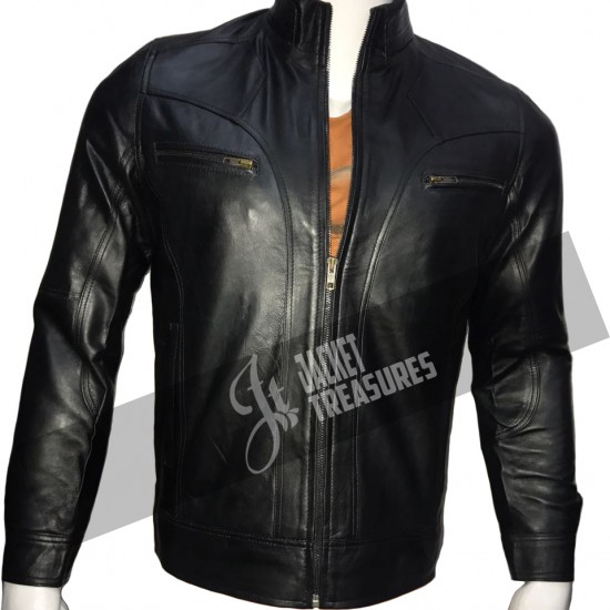 New Men's Stylish Black Skin Motorcycle Leather Jacket New Men's Stylish Black Skin Motorcycle Leather Jacket