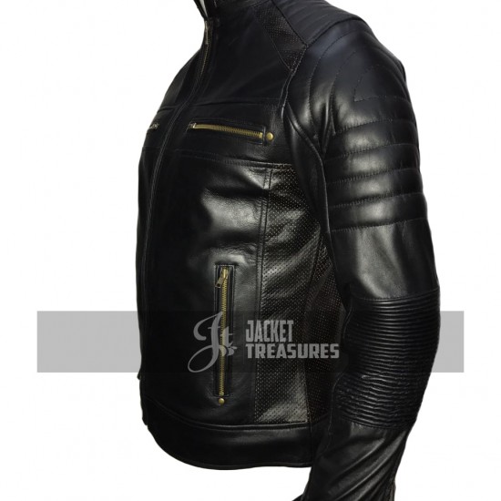 New Men's Cafe Racer Vintage Motorcycle Black Jacket New Men's Cafe Racer Vintage Motorcycle Black Jacket