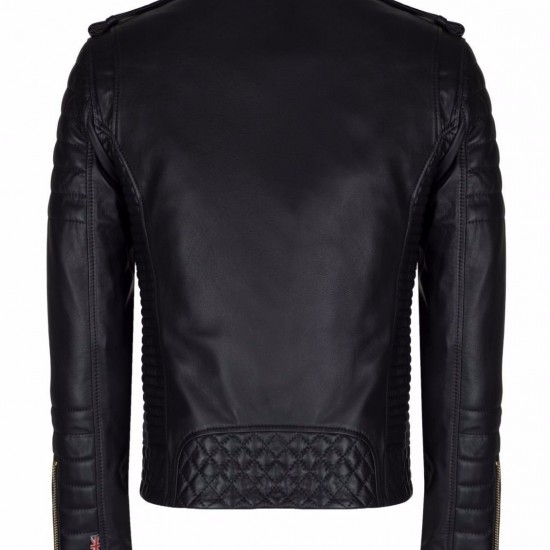 New Men's Black Lambskin Quilted Slim Fit Motorcycle Leather Jacket New Men's Black Lambskin Quilted Slim Fit Motorcycle Leather Jacket