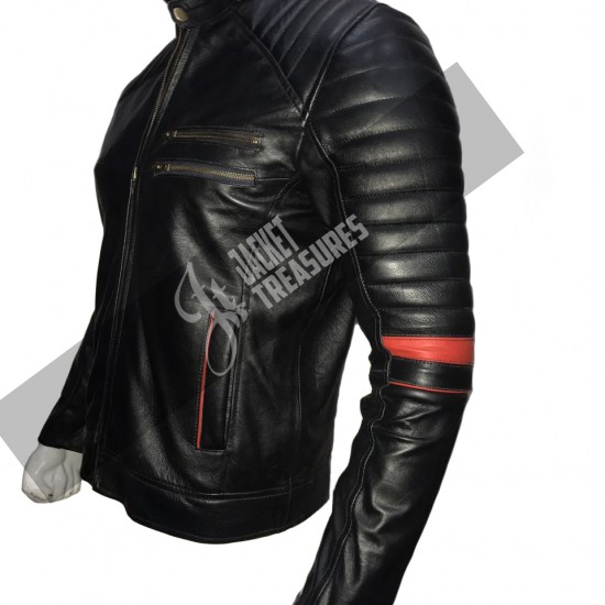 New Men's Vintage Cafe Racer Motorcycle Black Jacket