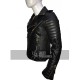 New Men's Padded Shoulders Quilted Motorcycle Black Leather Jacket 