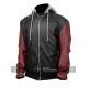 Justice League Barry Allen Flash Leather Jacket With Fleece Hood