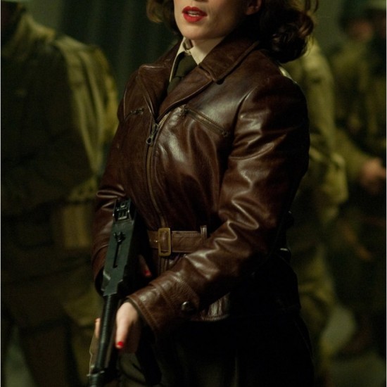 The First Avenger Peggy Carter Captain America Brown Leather Jacket The First Avenger Peggy Carter Captain America Brown Leather Jacket