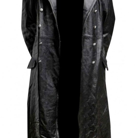 German Classic Officer WW2 Military Uniform Black Leather Trench Coat German Classic Officer WW2 Military Uniform Black Leather Trench Coat