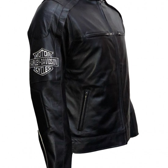 New Men's Harley Davidson Reflective Willie G Skull Leather Jacket