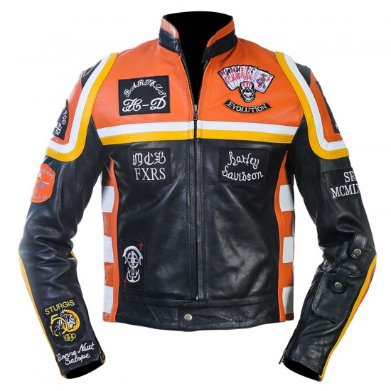 Mickey Rourke Marlboro Vintage Biker Cow Leather Motorcycle Jacket