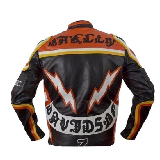 Mickey Rourke Marlboro Vintage Biker Cow Leather Motorcycle Jacket