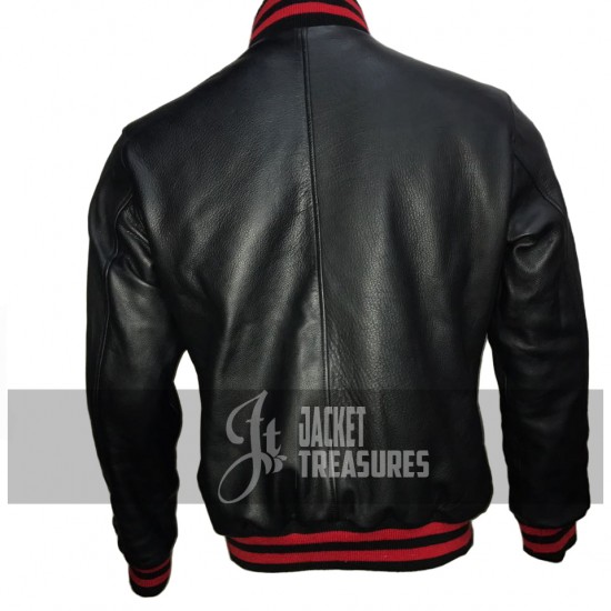 New Men's Stylish Red And Black Stripes Leather Jacket New Men's Stylish Red And Black Stripes Leather Jacket