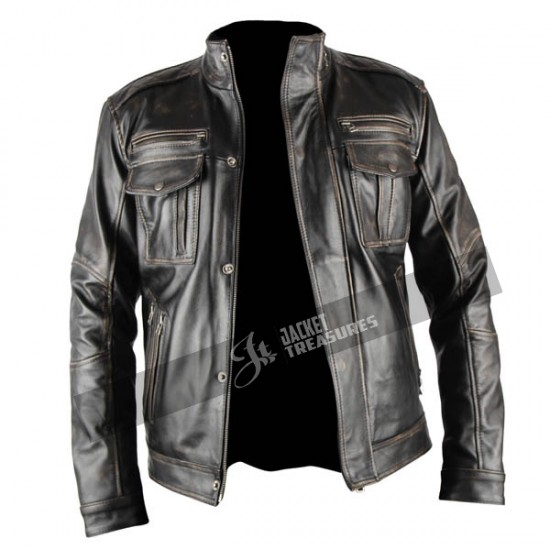 Mens Infinity Distressed Black Leather Jacket Mens Infinity Distressed Black Leather Jacket