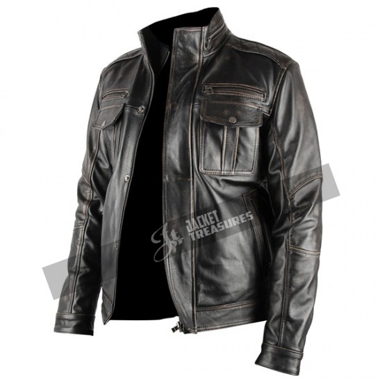 Mens Infinity Distressed Black Leather Jacket Mens Infinity Distressed Black Leather Jacket