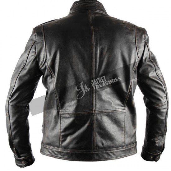 Mens Infinity Distressed Black Leather Jacket Mens Infinity Distressed Black Leather Jacket