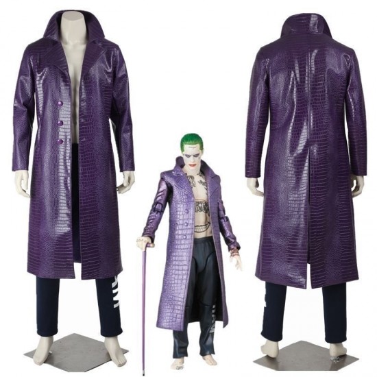 Jared Leto Joker Costume Trench Coat Suicide Squad Crocodile Coat
