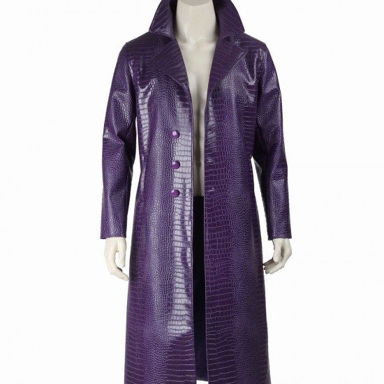 Jared Leto Joker Costume Trench Coat Suicide Squad Crocodile Coat