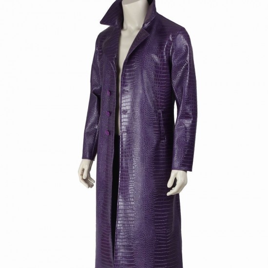 Jared Leto Joker Costume Trench Coat Suicide Squad Crocodile Coat