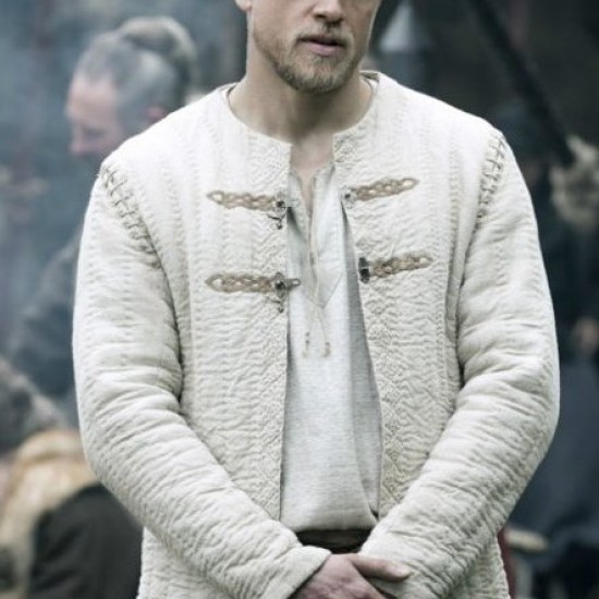 Mens King Arthur Legend Sword Charlie Hunnam White Jacket