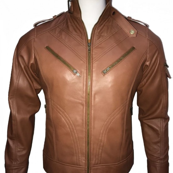 NEW Men's Cafe Racer Slim Fit Biker Vintage Motorcycle Leather Jacket